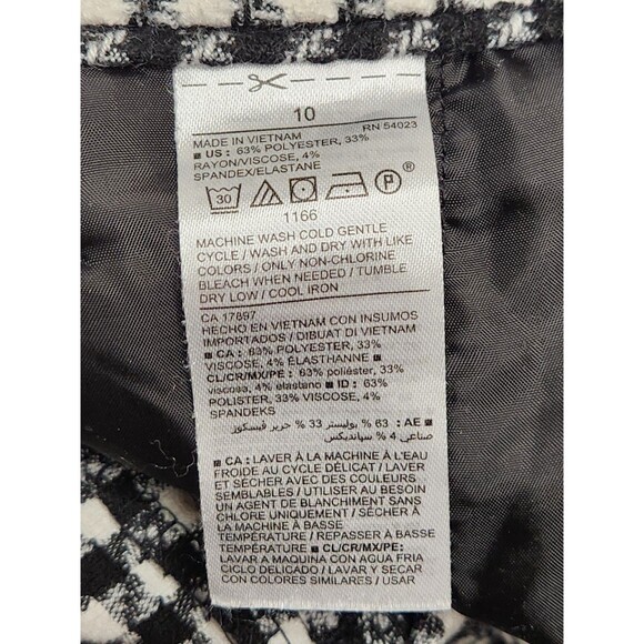 Old Navy Pants Women's 10 Black White Houndstooth Pull On Ankle Straight Stretch - Picture 4 of 4